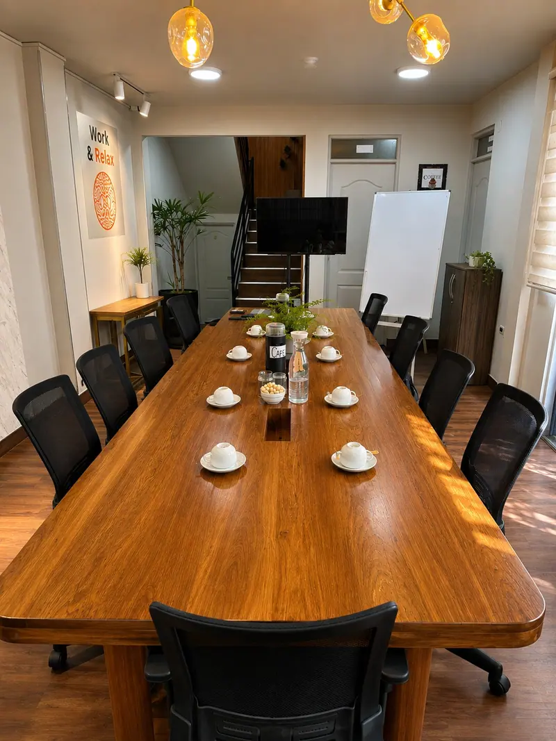 Sala Directorio con mesa de madera para diez personas